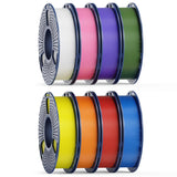 250g PLA Filament 1.75mm Bundle, SUNLU 3D Printer Filament Neatly Wound, Individually Vacuum Packed, 250g Spool, 8 Rolls, White+Red+Orange+Yellow+Green+Blue+Cyan+Purple