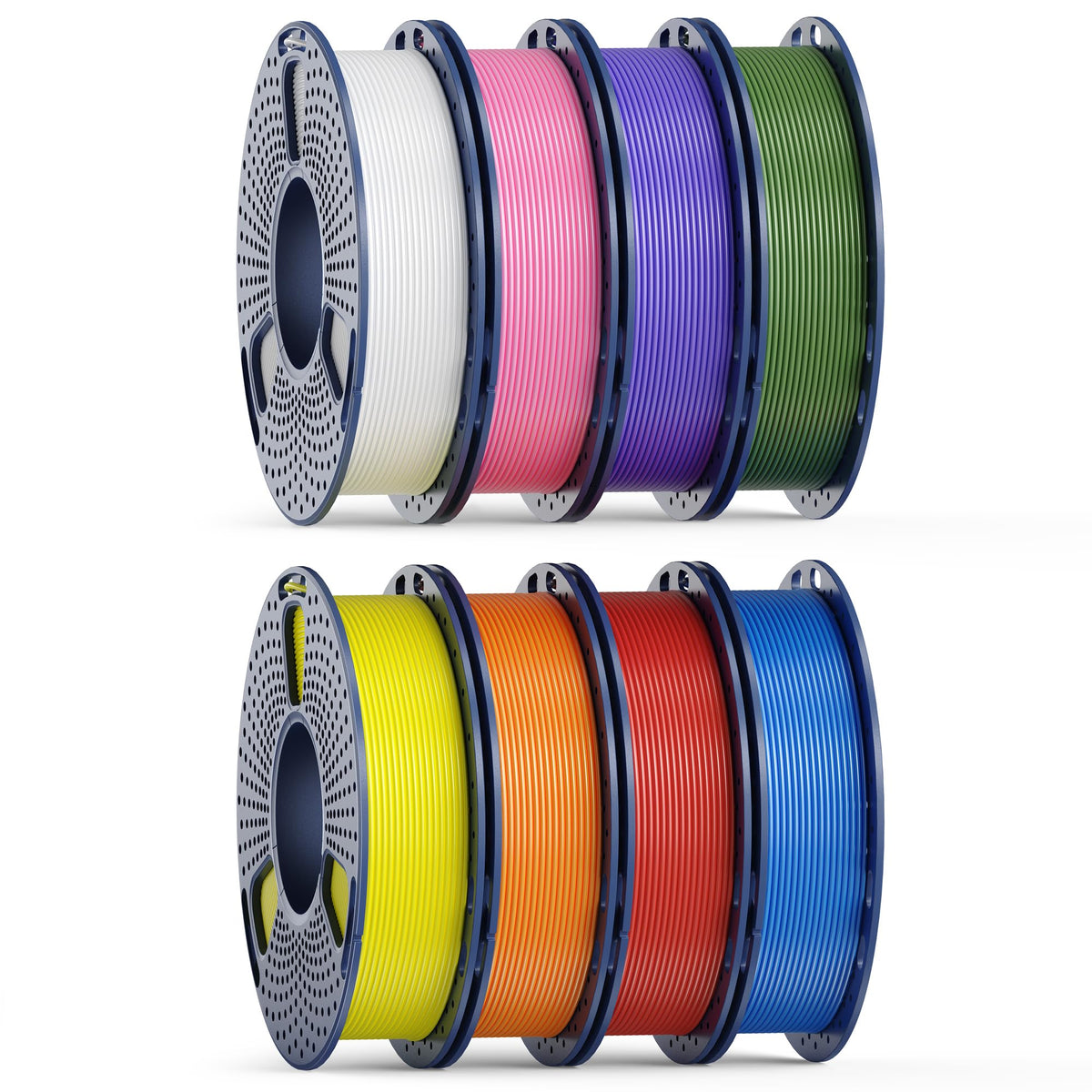 250g PLA Filament 1.75mm Bundle, SUNLU 3D Printer Filament Neatly Wound, Individually Vacuum Packed, 250g Spool, 8 Rolls, White+Red+Orange+Yellow+Green+Blue+Cyan+Purple