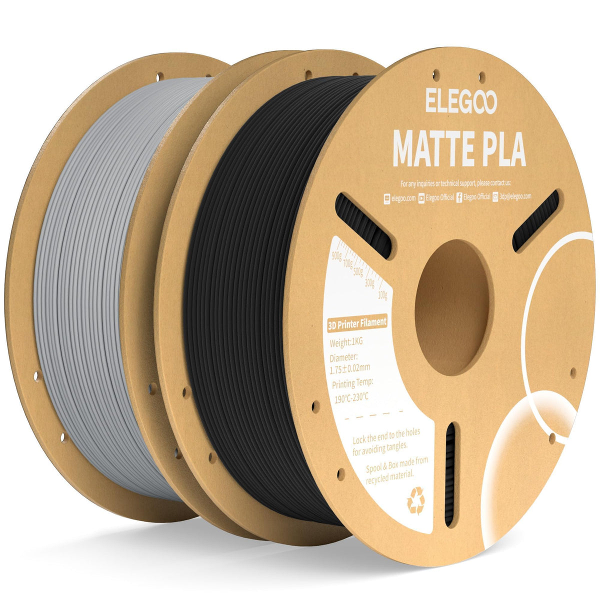 ELEGOO Matte PLA 3D Printer Filament Bundle 1.75mm, 8 Colors 250g Spool Dimensional Accuracy +/- 0.02mm, 8 Pack Multicolors Fits for Most FDM 3D Printers