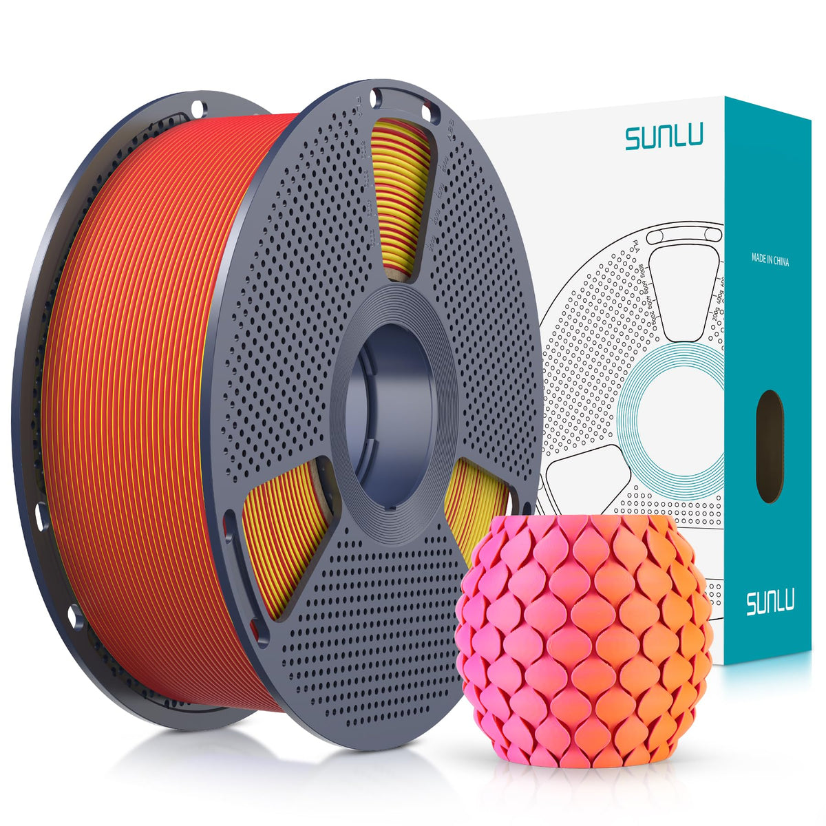 SUNLU 4KG 3D Printer Filament Bundle PLA Matte 1.75mm, Neatly Wound Filament with Matte Finish, Print with 99% FDM 3D Printers, 1kg Spool (2.2lbs), 4 Packs, Black*4