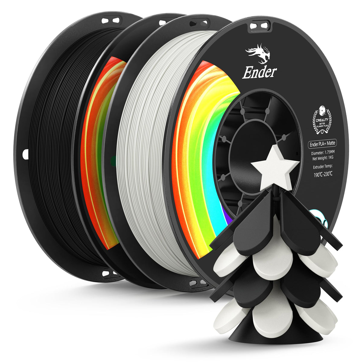 Creality Matte PLA Plus Filament 1.75mm, Low Warping, Minimal Layer Lines, Dimensional Accuracy +/- 0.02mm, 4kg (8.8lb) 3D Printer PLA+ Filament Bundle, Matte Black (4 Pack)