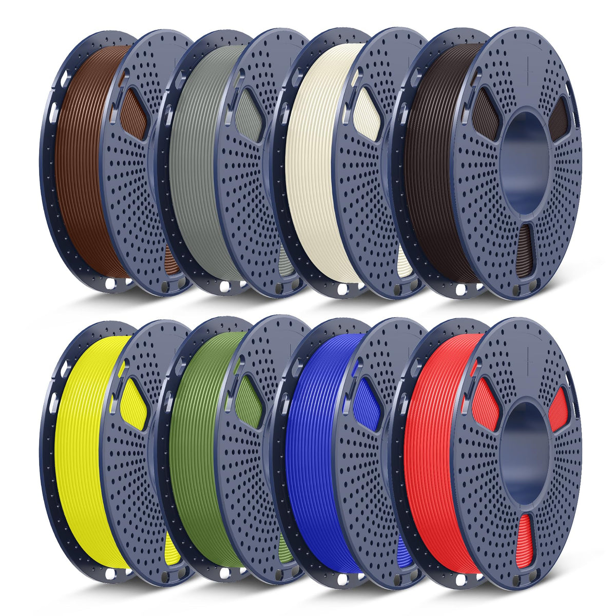 SUNLU 3D Printer Filament Bundle, PLA Plus Filament 10KG 1.75mm, Neatly Wound Filament for Most 3D Printer, 10 Colors, 1kg Spool, Black+White+Grey+Green+Blue+Grassgreen+Bluegrey+Pureyellow+Red+Orange