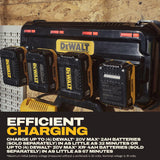 DEWALT Battery Charger 12V MAX, 20V MAX, FLEXVOLT 20V/60V MAX, 4 Amp, Fast Charger, Multiport Simultaneous Charging Station (DCB1404)