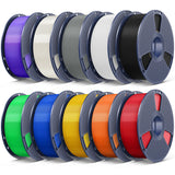 SUNLU 3D Printer Filament Bundle, PLA Plus Filament 10KG 1.75mm, Neatly Wound Filament for Most 3D Printer, 10 Colors, 1kg Spool, Black+White+Grey+Green+Blue+Grassgreen+Bluegrey+Pureyellow+Red+Orange