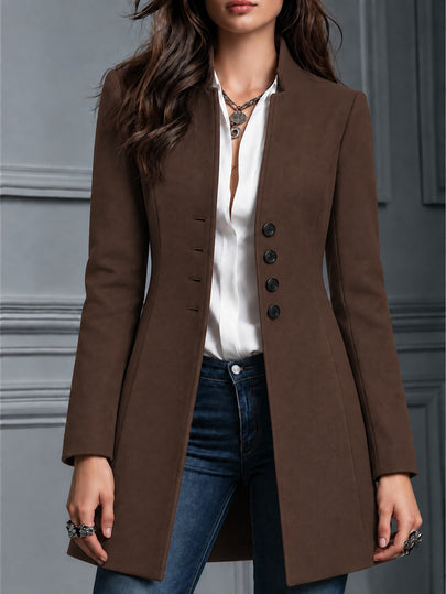 Omancia Women's Casual Vacation Valentine's Day Small Stand Collar Wool Blend Slim Fit Jacket