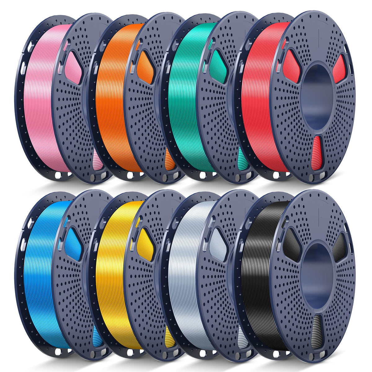 JAYO 3D Printer Filament Bundle, PLA Silk Filament Bundle Multicolor, Shiny Silk PLA Filament 1.75mm, Fast Color Change Rainbow, 250g Spool, 8 Rolls, 2kg in Total