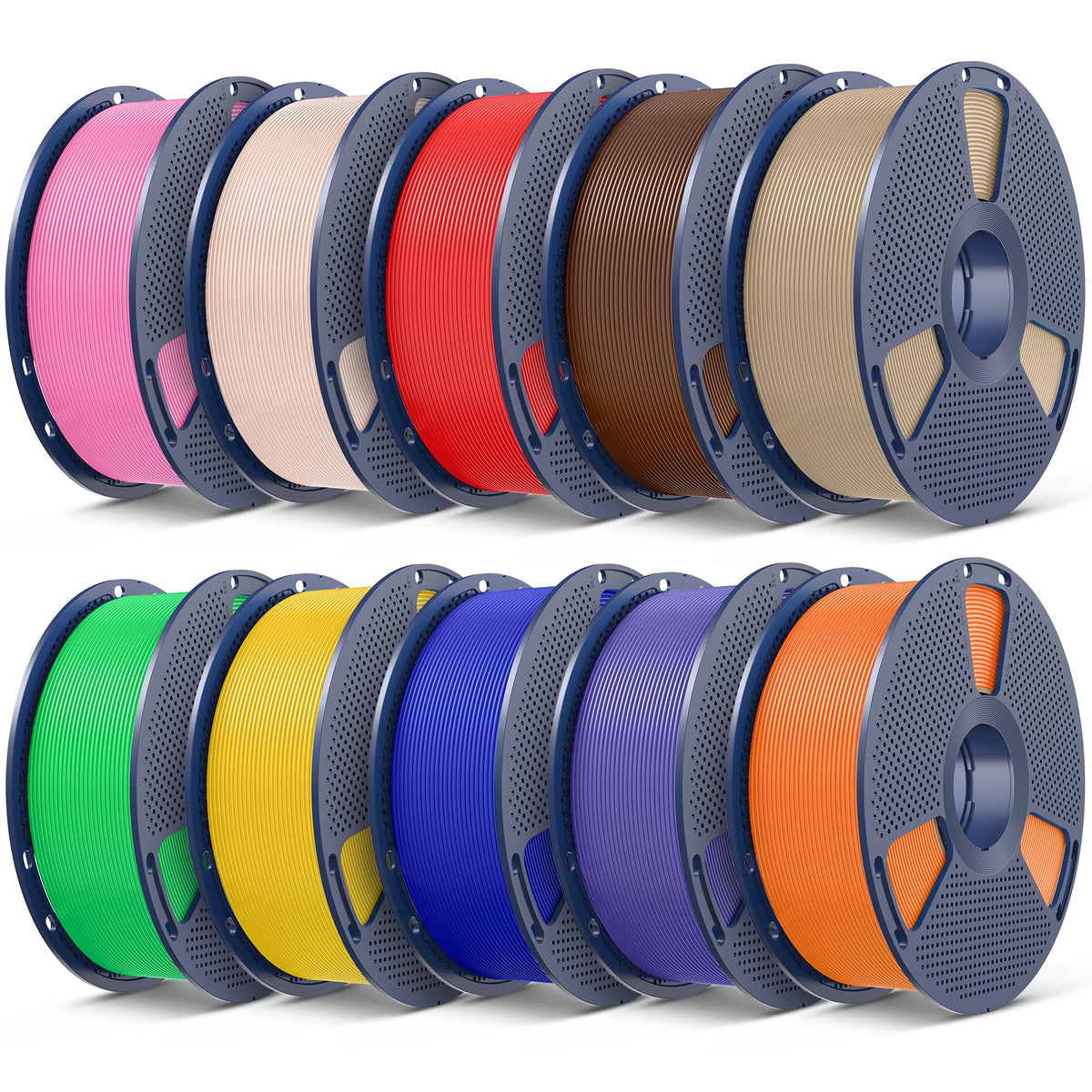 SUNLU 3D Printer Filament Bundle, PLA Plus Filament 10KG 1.75mm, Neatly Wound Filament for Most 3D Printer, 10 Colors, 1kg Spool, Black+White+Grey+Green+Blue+Grassgreen+Bluegrey+Pureyellow+Red+Orange