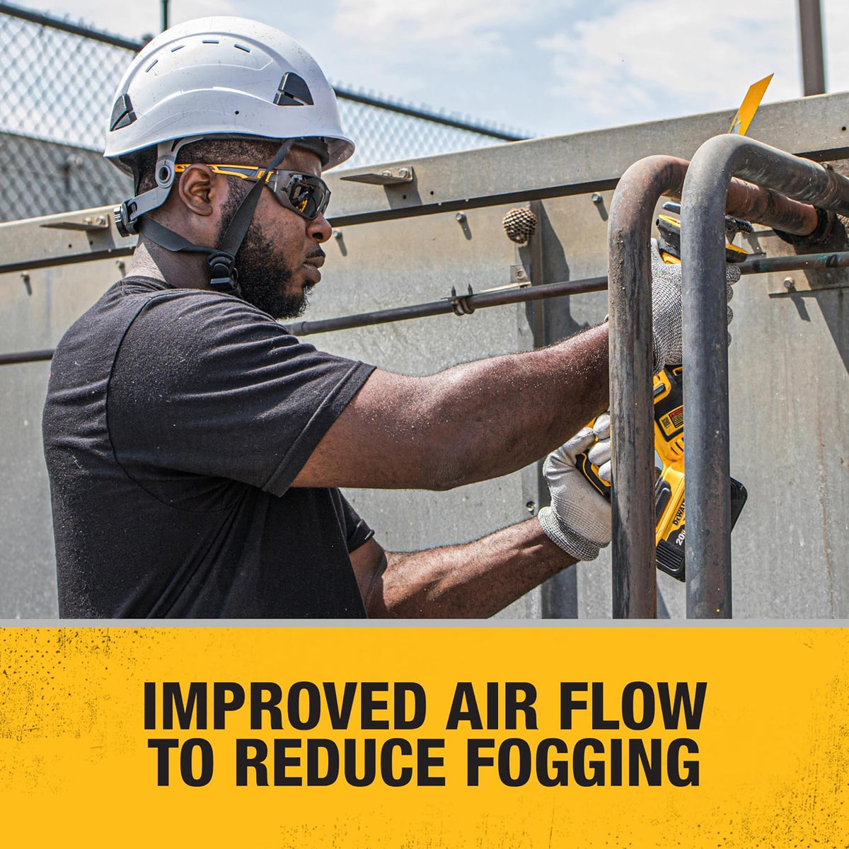 DEWALT DPG112-2D Miter™ Premium Vented No-Slip Safety Glasses – Smoke Lens – Vented Frame & Lenses – Rubber Temples & Nosepiece – 1 Pair
