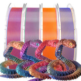 PINBALL Silk Rainbow PLA 3D Printer Filament 1.75mm Shiny Multi-Color Changing Filament 3D Printing PLA Filament Dimensional Accuracy +/- 0.02mm 500g*4 Silk Rainbow