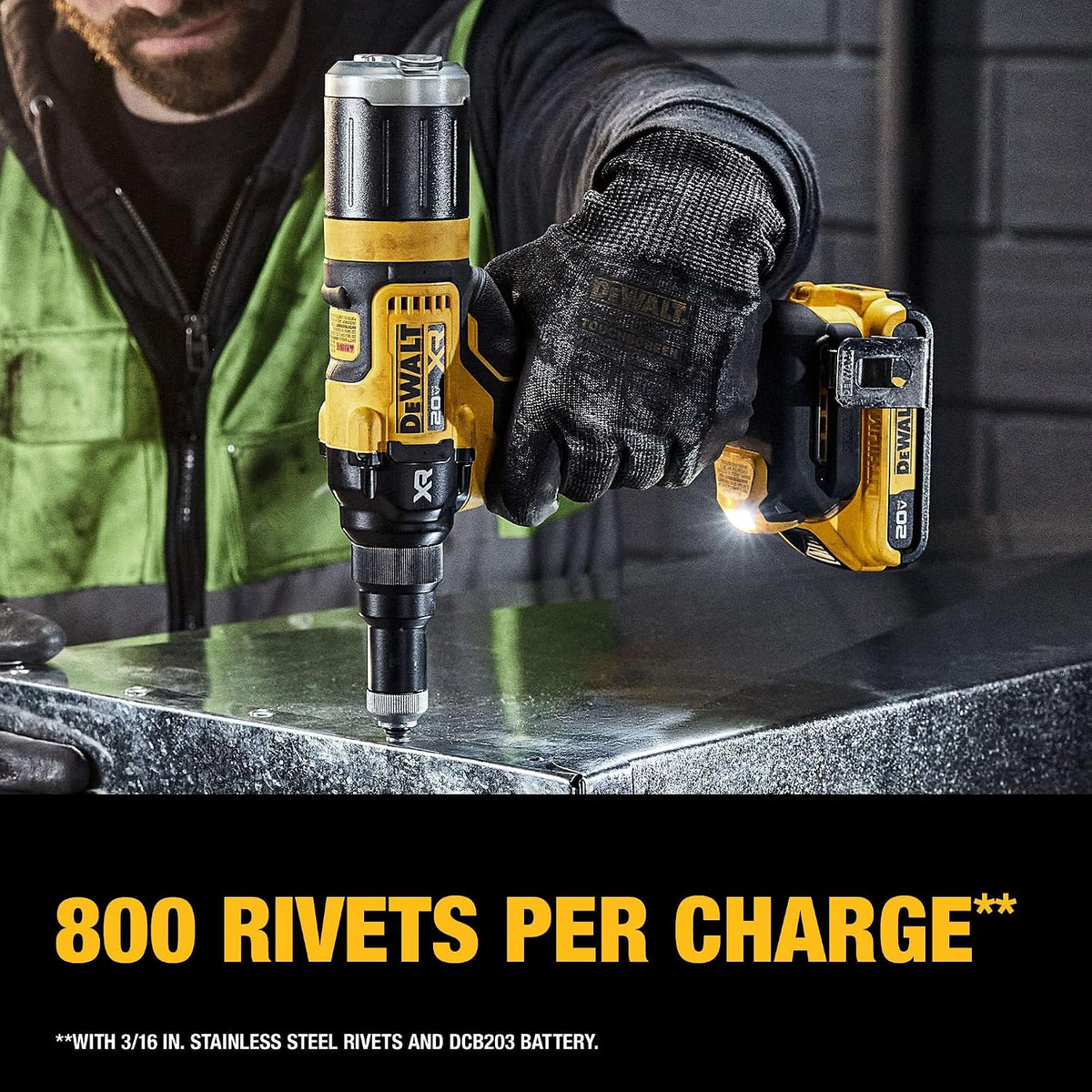 DEWALT 20V MAX XR Cordless Rivet Tool, 3/16", Battery and Charger Included (DCF403D1)