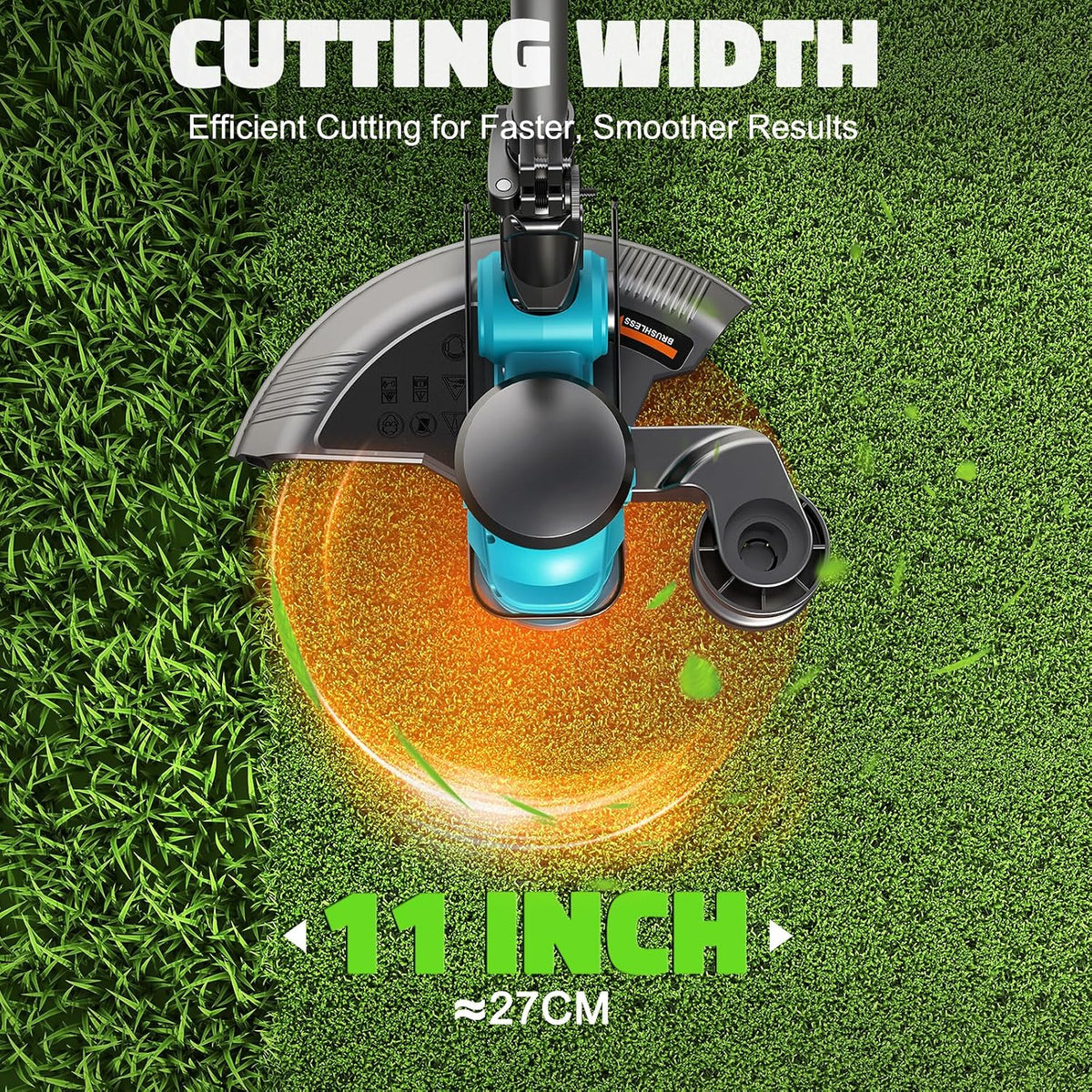 Cordless String Trimmer Compatible with Makita 18V (Tool Only), Weed Eater with Brushless Motor & Battery Level Display, 3 in 1 Electric Weed Wacker/Edger Trimmer/Lawn Mower for Yard Garden, Blue