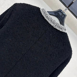 2026 Women Tweed Jacket Wool Blend Fabric Contrast Binding Trim Embellished With Emerald Green Buttons Outerwear