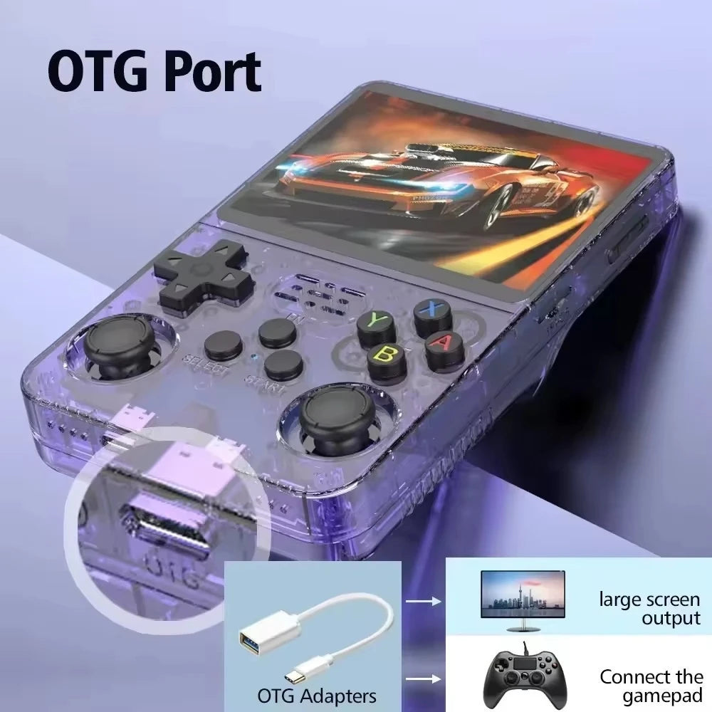 R36 Open Source 64G Handheld game console best Action Games  Linux System 3.5 IPS Screen