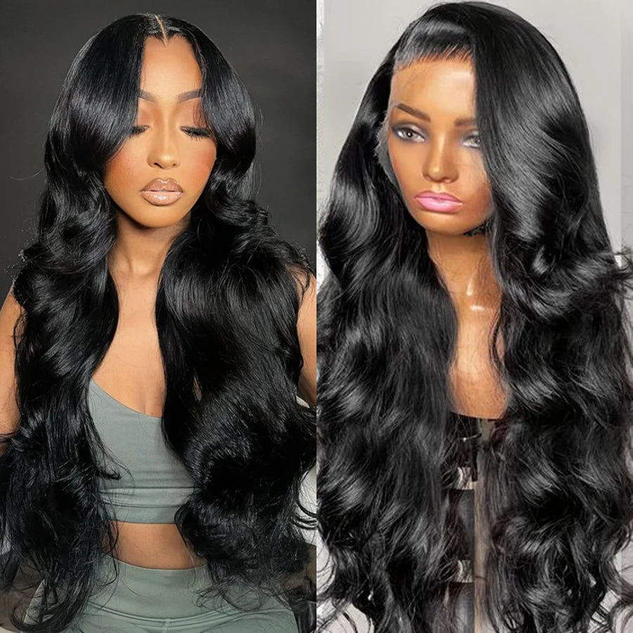 Body Wave Lace Front Human Hair Wig 30 34 40 Inches 200 Density Brazilian Remy 13x6 Transparent Hd Lace Frontal Wigs For Women
