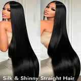Black 40 Inches Long-length 200% High Density 5x5 13x6 13x4 HD Transparent Lace Frontal Wig Bone Straight Natural Color 1B Human Hair Wigs Brazilian Hair For Women
