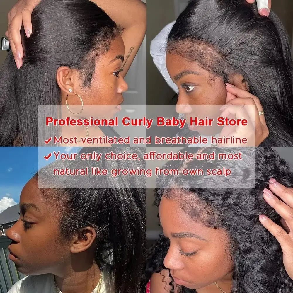 250 Density Kinky Straight 13x6 HD Lace Frontal Wig For Women 6x4 Yaki Straight Glueless Wigs Human Hair No Glue Ready To Wear