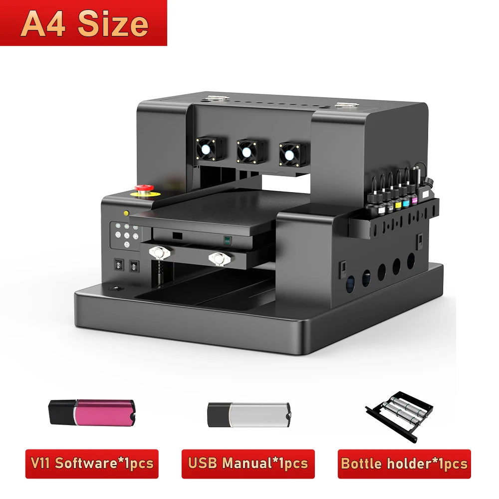 A3 UV Printer XP600 UV Flatbed Printing Machine A3 UV DTF Printer For Pen Bottle Wood UV Flatbed Printer A3 UV DTF Sticker Print