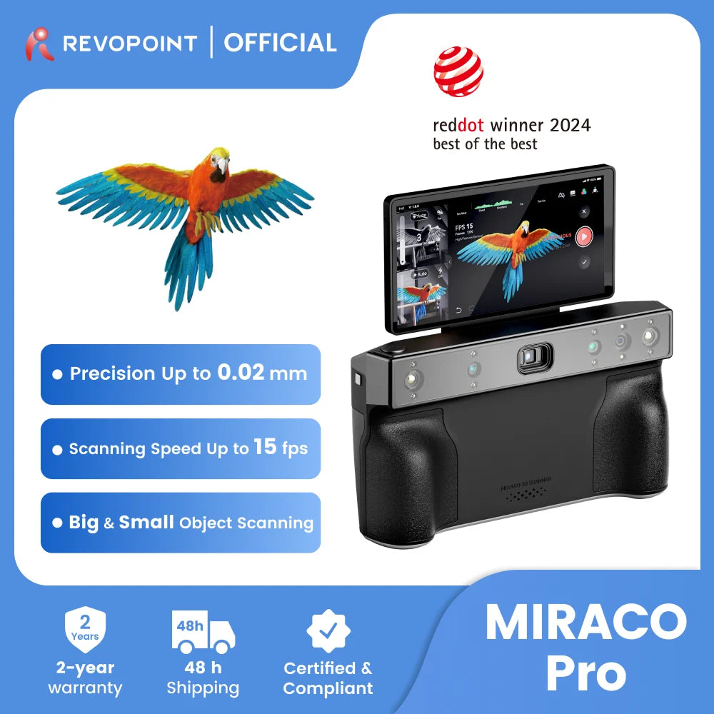 Revopoint MIRACO Pro 3D Scanner for 3D Printing Handheld,Up to 0.02mm Precision, Small to Large Objects,3d Scanner Camera 32GB