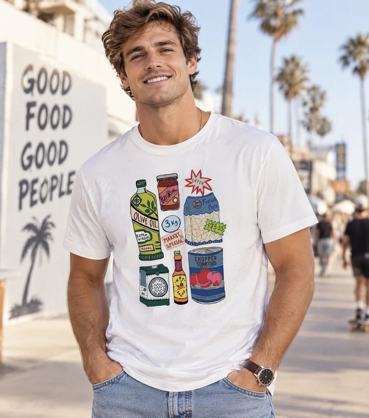 Social Hour Pasta Night Unisex Graphic Cotton Short-Sleeve T-Shirt