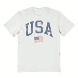 2026 Social Collective Usa And Wavy Flag 4 Graphic Cotton Short-Sleeve T-Shirt USA Patriotic T-Shirt,Independence Day Clothing,Summer Tops For Women