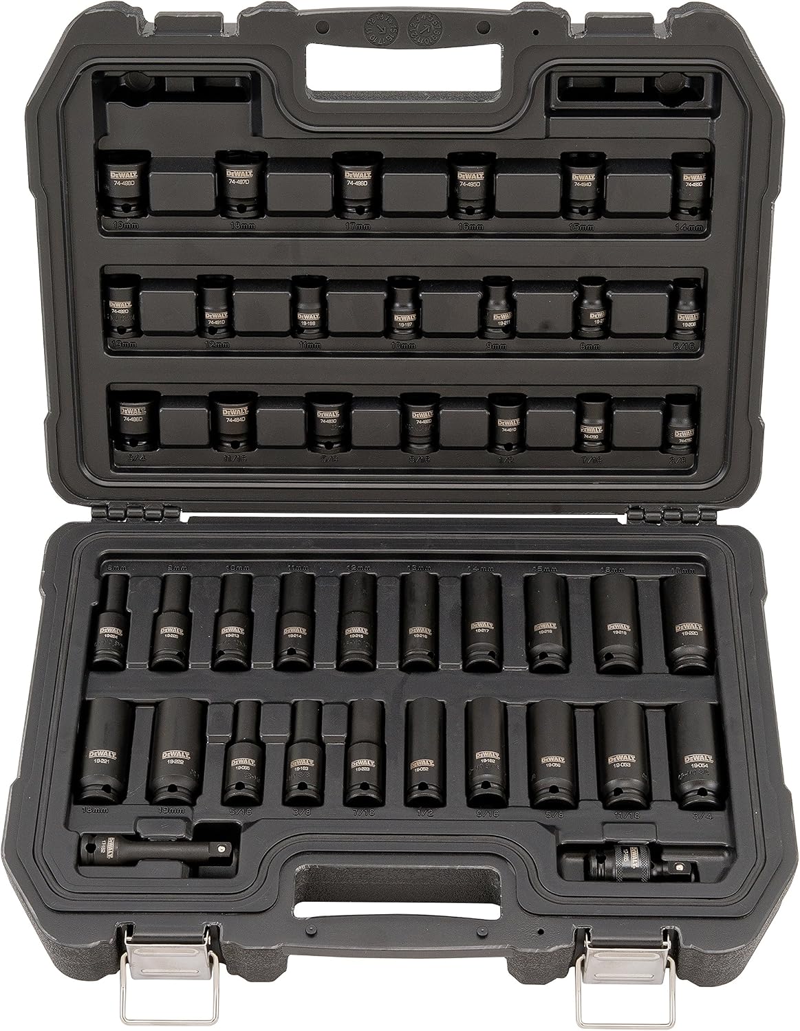 DEWALT Impact Socket Set, Combination, SAE/MM, 3/8-Inch Drive, 42-Piece (DWMT19248)
