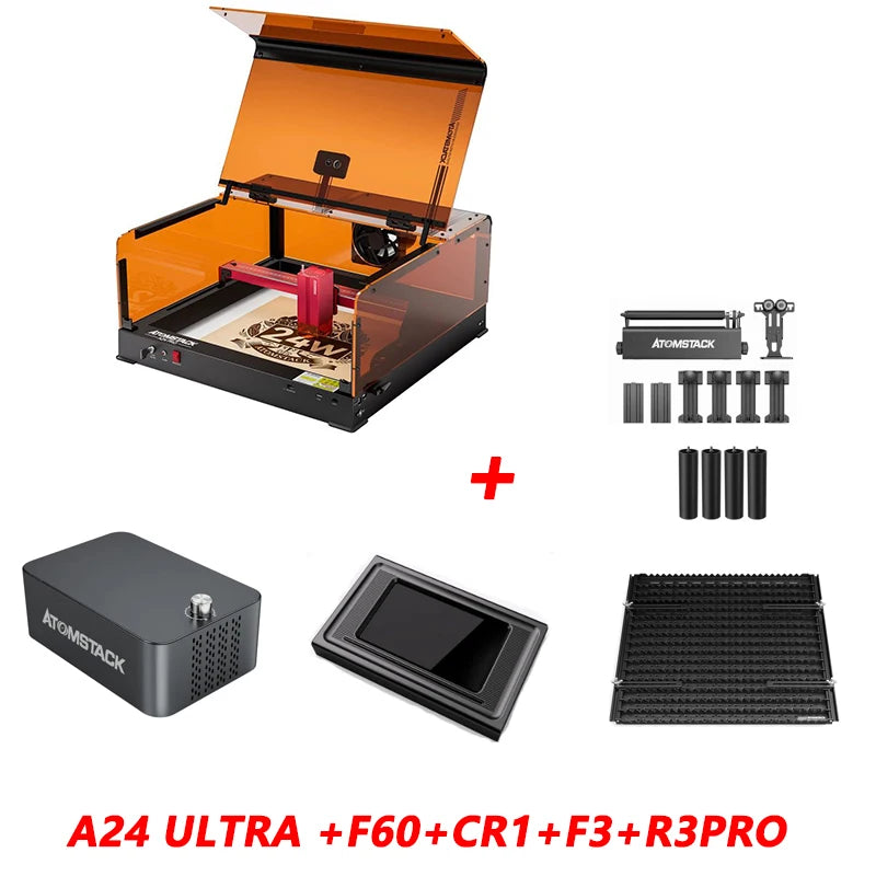 Atomstack A24 X24 Ultra 120W Laser Engraver With Protective Box Cnc Wood Acrylic Glass Marble Water Cup Ring Laser Cutters