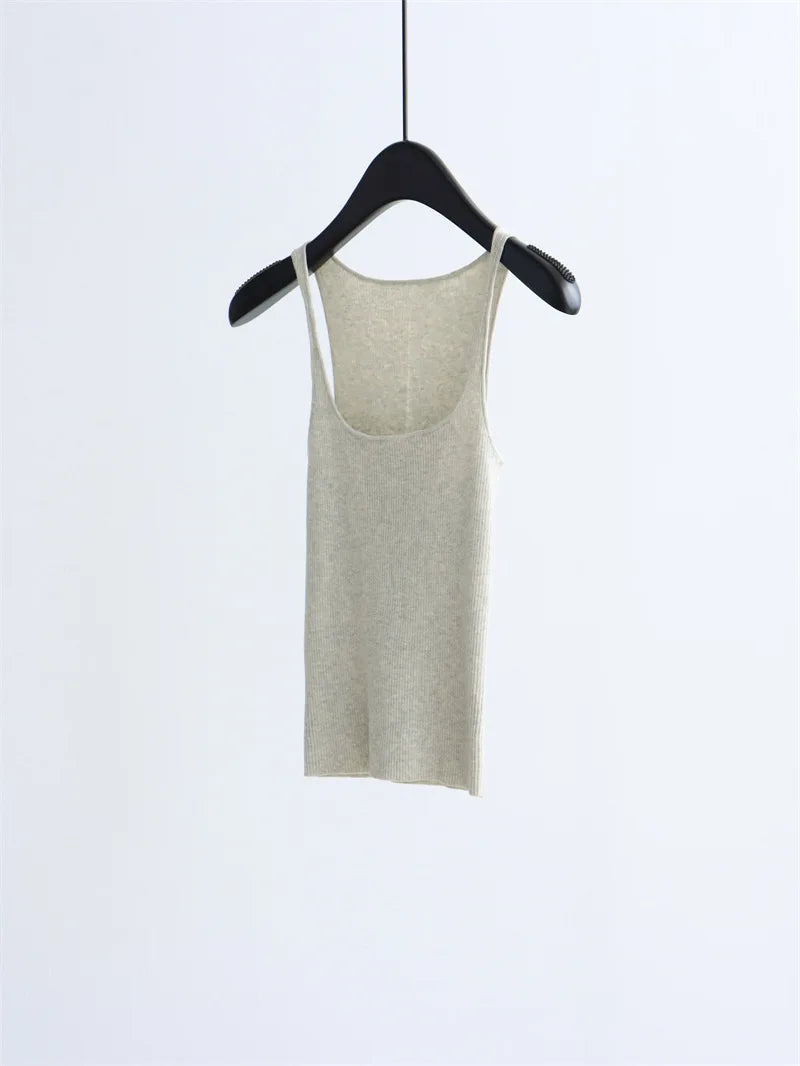 2026 New Women's Clothing Knitted Blouse - Form-fitting Short Sleeve Sleeveless Knitted Top for Underwear with Women