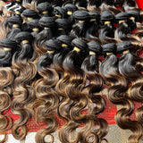 Unice FB30 Balayage Highlight Body Wave Human Hair Bundles 3PCS Deal 100% Human Hair Ombre Brown Colored Bundles Sew In Weaves