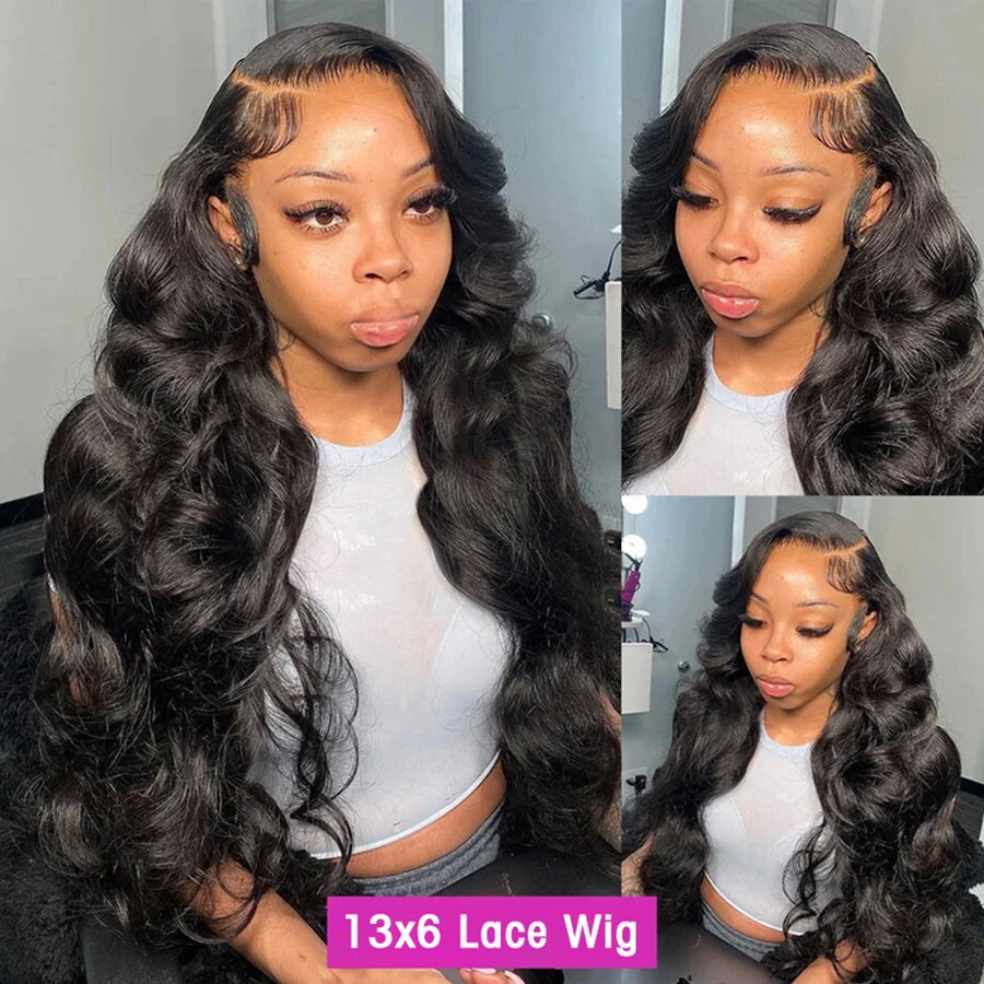 Body Wave Lace Front Human Hair Wig 30 34 40 Inches 200 Density Brazilian Remy 13x6 Transparent Hd Lace Frontal Wigs For Women