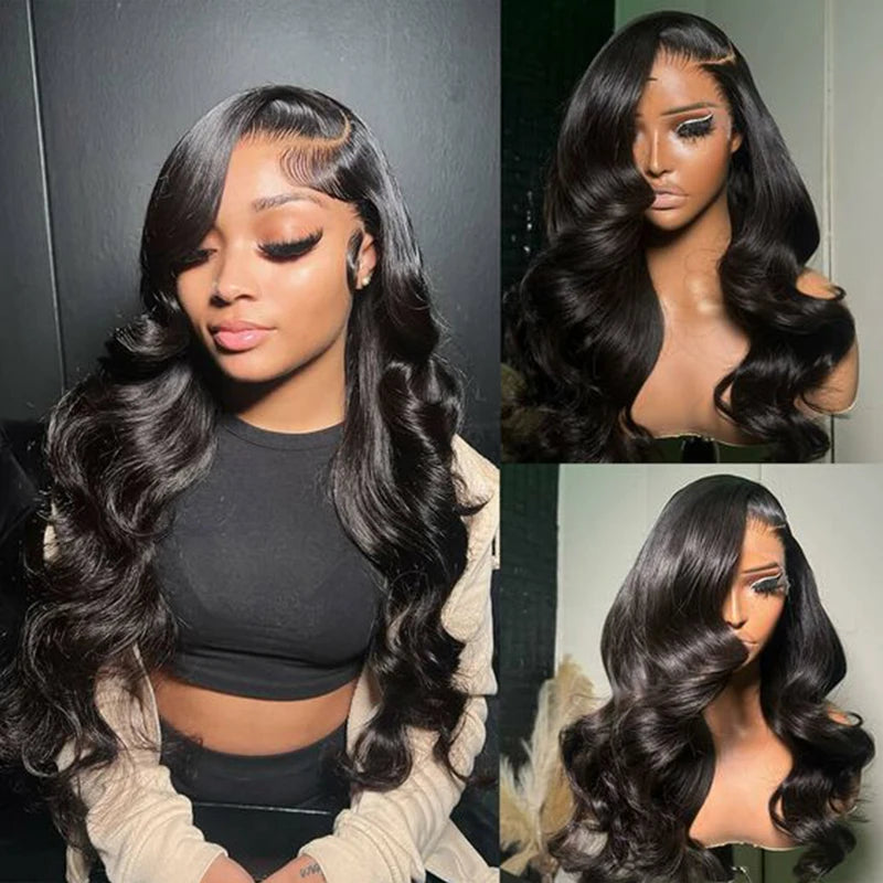 100% Brazilian Remy Human Hair Body Wave 13x4 13x6 Transparent Lace Front Wig Human Hair Pre Plucked Wigs For Women 180% Density