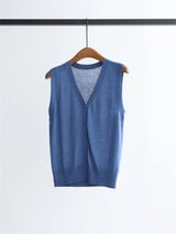 2026 New Women's Clothing Knitted Simple Blazer Lightweight Sleeveless Sweater Elegant Top V-Neck Shirt