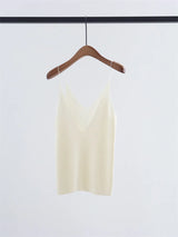 2026 Early Fall Deep V-Neck Knit Halter Sleeveless Wool Base Layer Top, Solid Color Versatile Pullover Innerwear