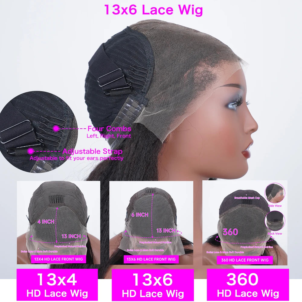 13x6 HD Transparent Bone Straight Lace Front Wig Brazilian Human Hair 30 40 Inch 200% Density 13x4 Lace Frontal Wigs Pre Plucked For Black Women 360 Lace Wig