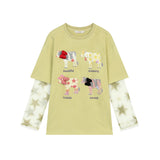 ELFSACK Mesh Splicing Printed Long Sleeve T-Shirt Summer 2024 New Arrivals Breathable Comfortable Casual Print Top for Men