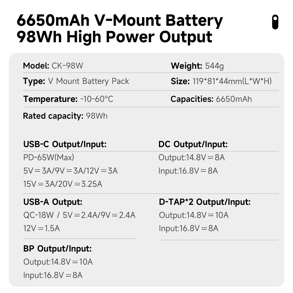 New V-Lock V Mount 98Wh 229Wh Battery BP Battery With PD 65W Cable for Sony Camcorder Broadcast Video Light Blackmagic URSA