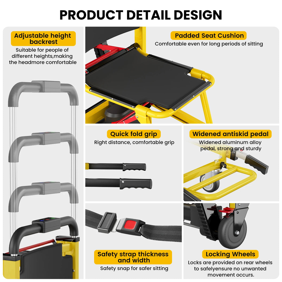 Stair Lifting Motorized Climbing Wheelchair Stair Elevator Lift Track Climbing Wheelchair 440lb Limit  Assist Wheelchair