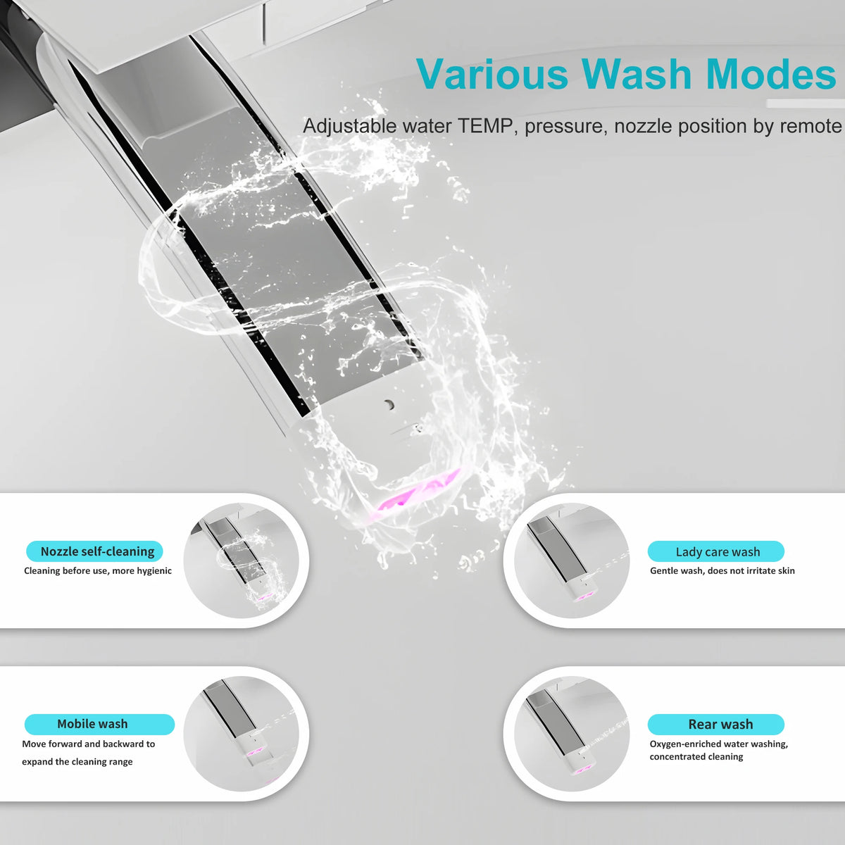 Smart Toilet with Built-in Bidet, AUTO Open/Close, Warm Water Sprayer, AUTO Dual Flush, Heated Bidet Toilet Seat for Bathrooms