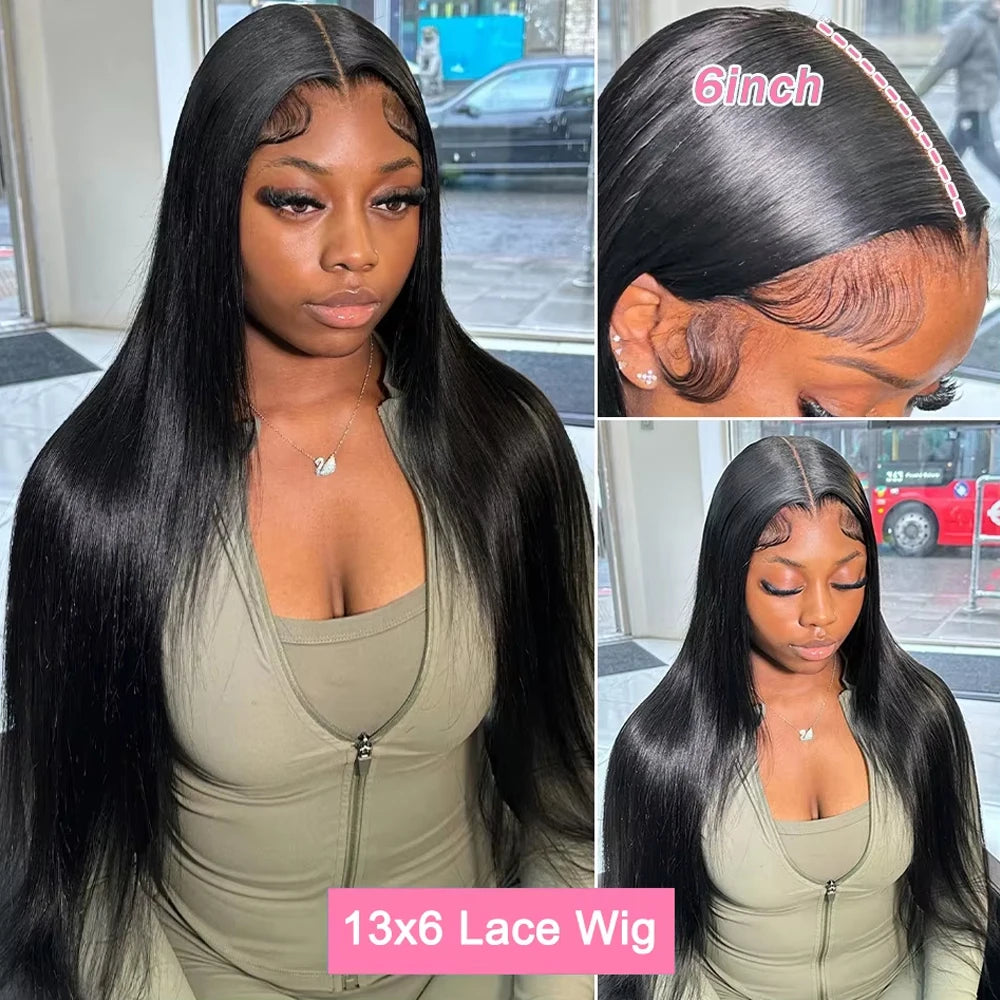 40 42 Inch Bone Straight Human Hair Wigs 13x4 13x6 HD Lace Frontal Wigs