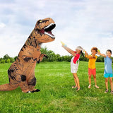Adult Inflatable T-Rex Dinosaur Costume, Brown Blow Up Tyrannosaurus Rex Suit for Halloween Cosplay Party Carnival Brown