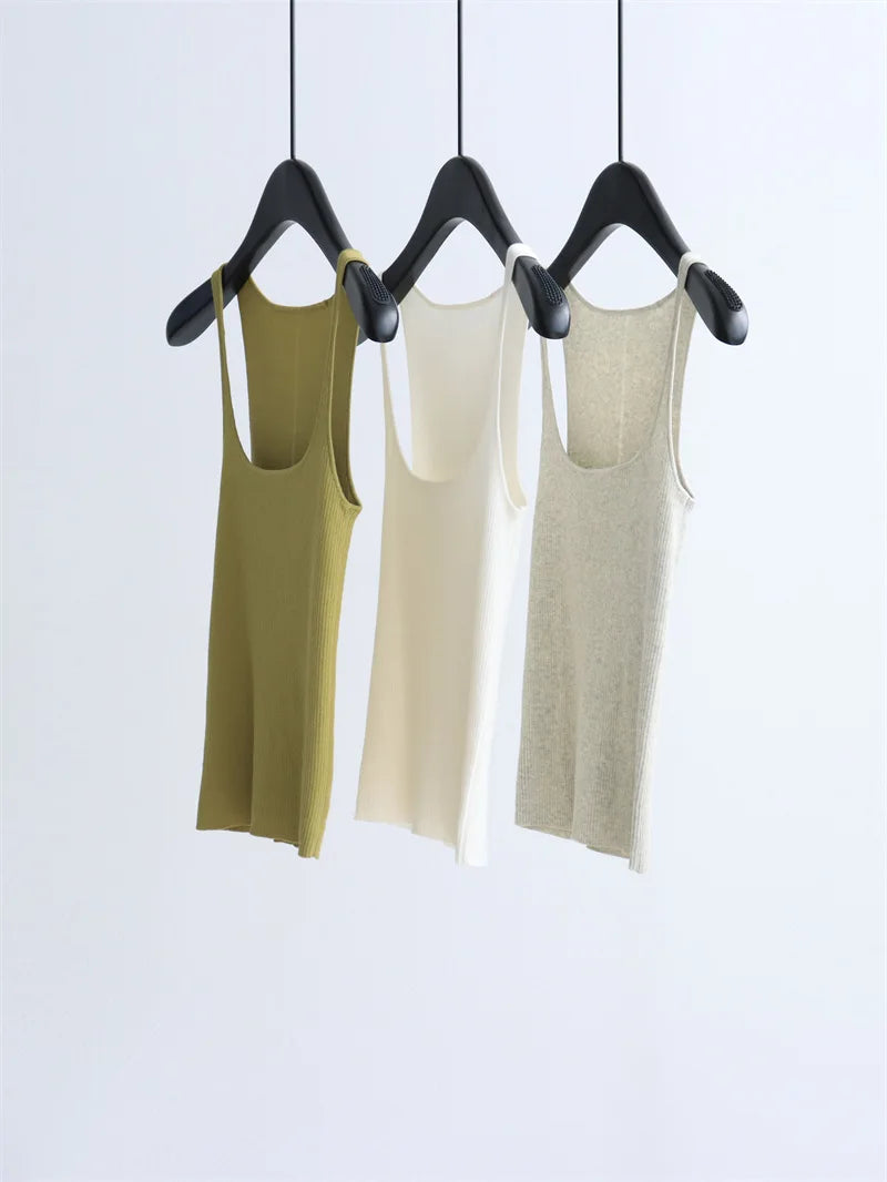 2026 New Women's Clothing Knitted Blouse - Form-fitting Short Sleeve Sleeveless Knitted Top for Underwear with Women