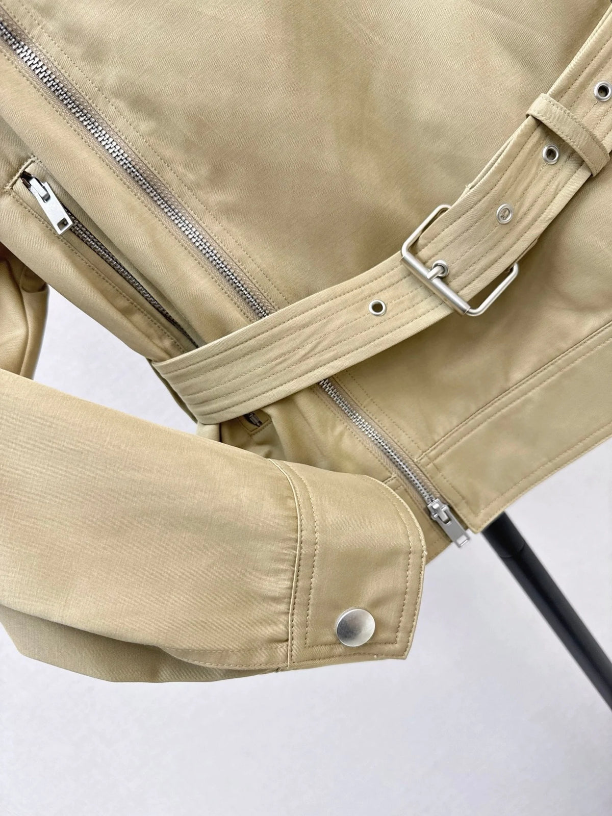 2026 Women Autumn Winter Stand Collar Waist Belt Biker Cropped Jacket ZX3105