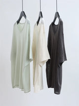 2026 New Style Simple Loose V-Neck Batwing Sleeve Knitted Top, Multi-color Simple and Lazy Breathable Blouse
