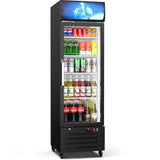 14.8 Cu Ft Commercial Merchandiser Refrigerator Glass Door Upright Beverage Display Fridge Cooler with Front LED Light for Shop