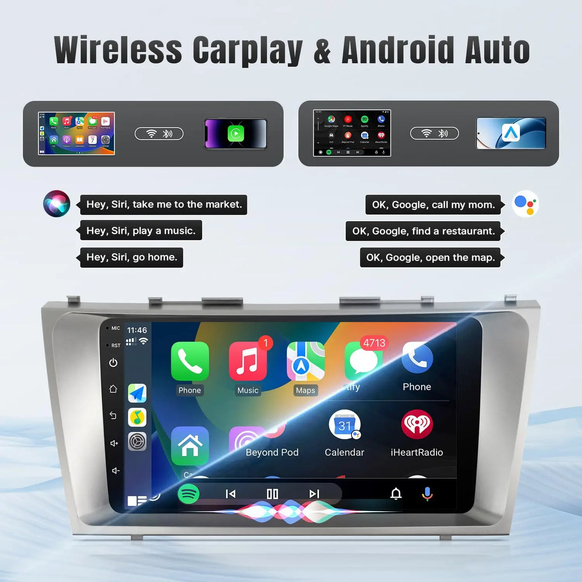 Android Car Stereo For Toyota Camry 2006 2007 2008 2009 2010 2011, 9 Inch IPS HD Touch Screen Car Radio For Toyota Camry Wireles