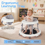 Kmaier Baby Walker, Walker for Babies, Anti‑Rollover Foldable 2‑in‑1 Infant Activity Walker with Rear Push Handle, Multi‑Height Adjustable Metal Support Legs, Removable Washable Seat & Anti‑Slip Wide Safety Base for Toddlers 6‑18 Months