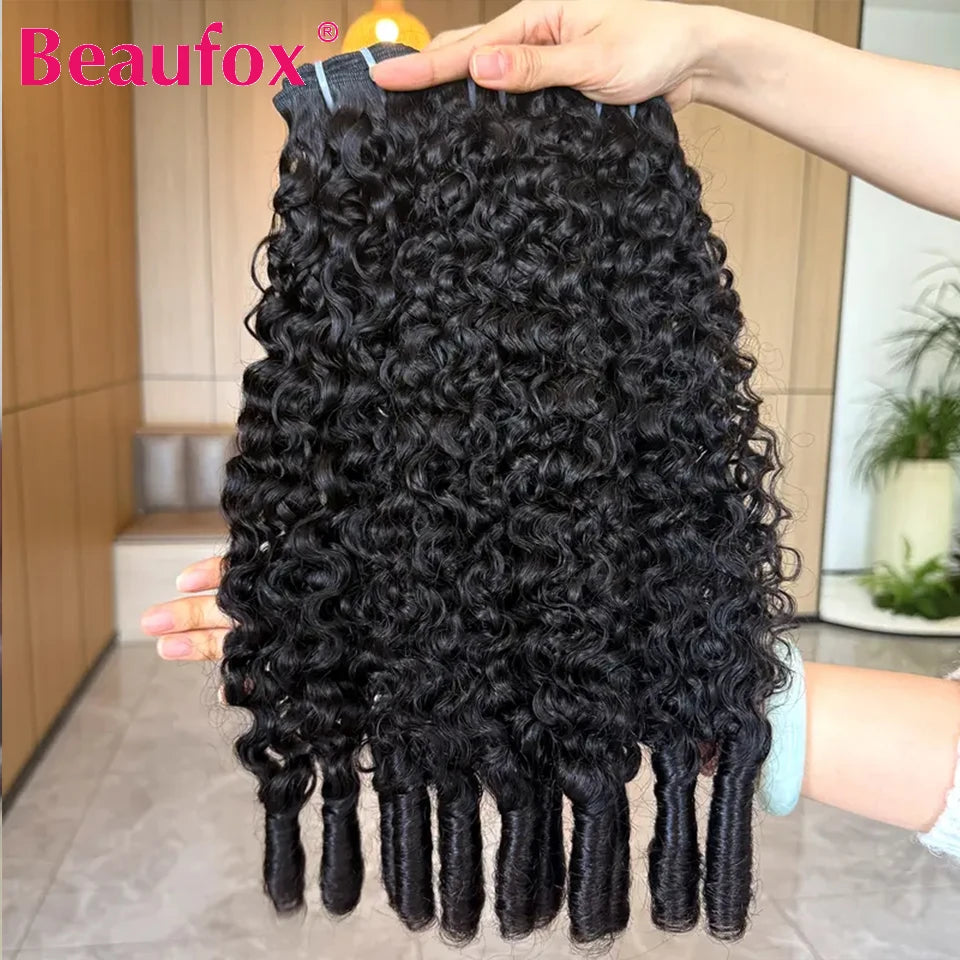 Beaufox Burmese Curly Hair Bundles Pixie Curly Bundles Human Hair Virgin