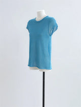 2026 Model: Round-necked Shoulder-Padded Knit Top for Summer - Simple Casual Commute Hoodie - Lightweight T-shirt
