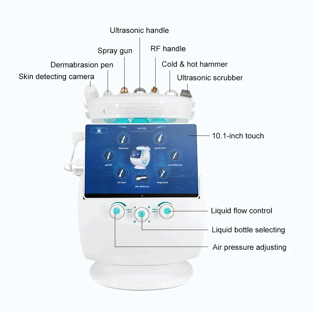 7-in-1 Hydro Facial Skin Care Machine Ultrasonic Facial Device Rejuvenation Dermabrasion with Hyperbaric Oxygen for Deep Cleansi