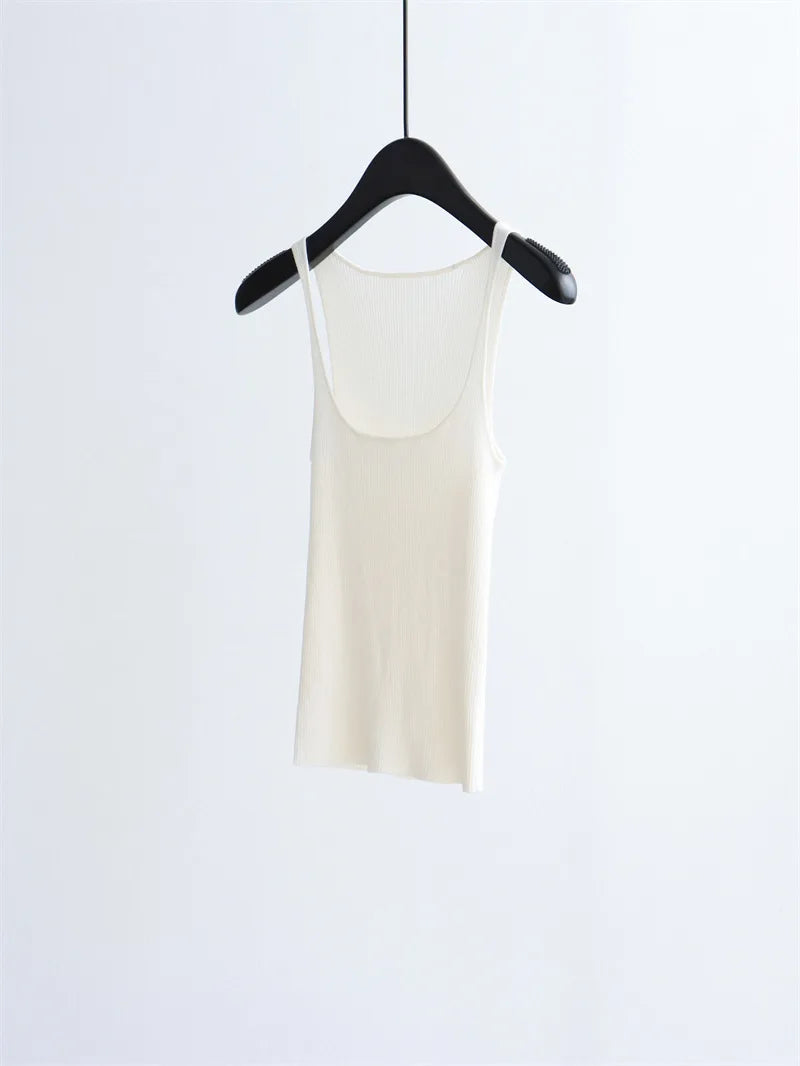 2026 New Women's Clothing Knitted Blouse - Form-fitting Short Sleeve Sleeveless Knitted Top for Underwear with Women