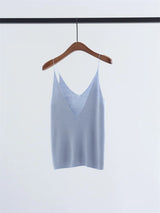 2026 Early Fall Deep V-Neck Knit Halter Sleeveless Wool Base Layer Top, Solid Color Versatile Pullover Innerwear